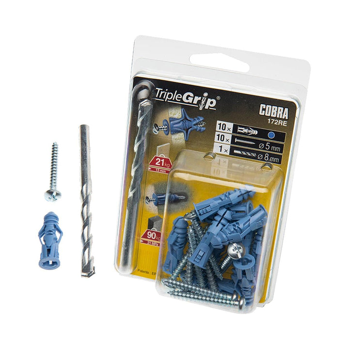 Cobra - TripleGrip 5mm Universal Wall Fixing Kit Wall Plugs | Snape & Sons