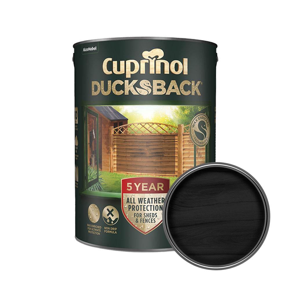 Cuprinol 5 Year Ducksback Black 5L Shed & Fence Paint at Snape & Sons