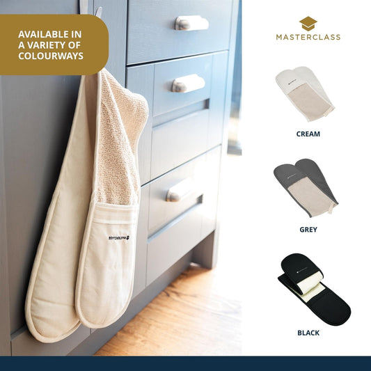 Master Class - Deluxe Double Oven Glove Cream Oven Gloves & Mitts | Snape & Sons