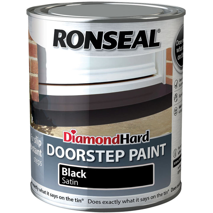 Ronseal - Diamond Hard Doorstep Paint Black 250ml Floor Paints | Snape & Sons