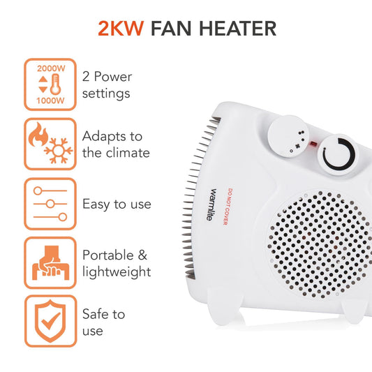 Warmlite Dual Position 2kW Fan Heater Fan Heaters | Snape & Sons