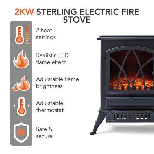 Warmlite - Sterling Black Electric Stove Heater Electric Stoves | Snape & Sons