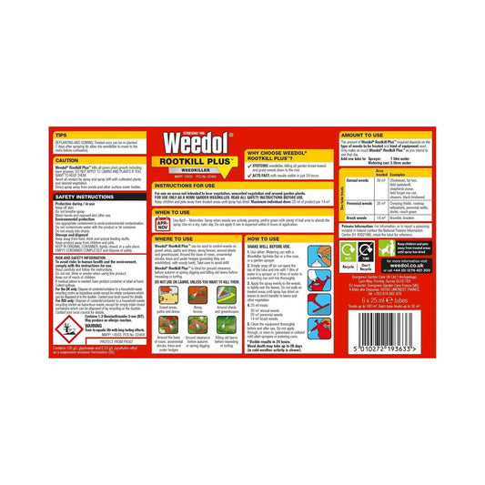 Weedol - Rootkill Plus Liquidose Tubes x6 Pack Weed Killers | Snape & Sons