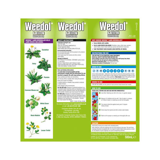 Weedol - Weedol Lawn Weedkiller 500ml Concentrate 500ml Lawn Weed Killers | Snape & Sons