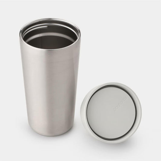 Insulated Push-Top Travel Mug Light Grey