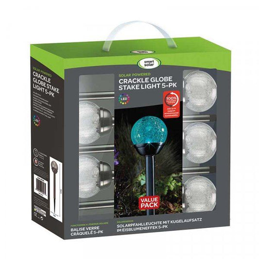Crackle Globe LED Stake Light x5 Pack