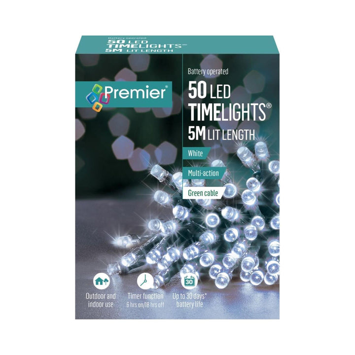 TimeLights 50 LED White Multi-Action Lights