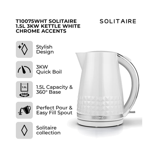 Solitaire White 1.5L Kettle