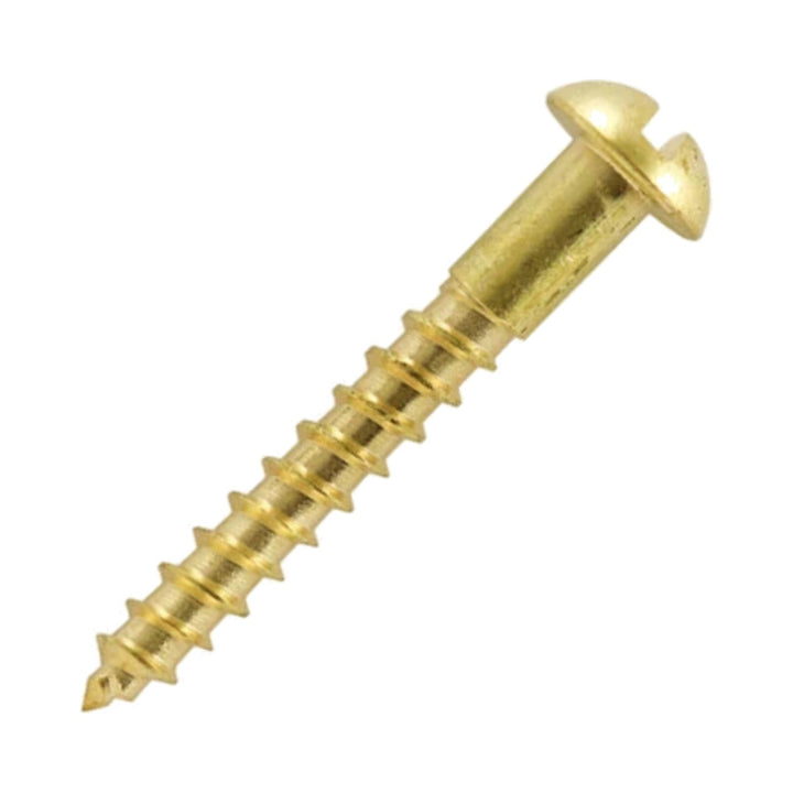 20mm x No.6 Slotted Brass Round Head Wood Screws x6 Pack