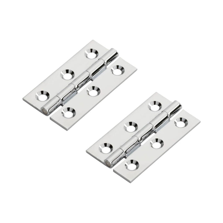 Polished Steel Butt Hinges Twin Pack