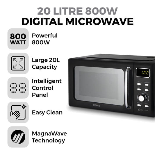 Digital 800W Black Mirror Microwave