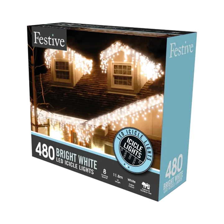 Snowing Icicle Lights 480 LED White