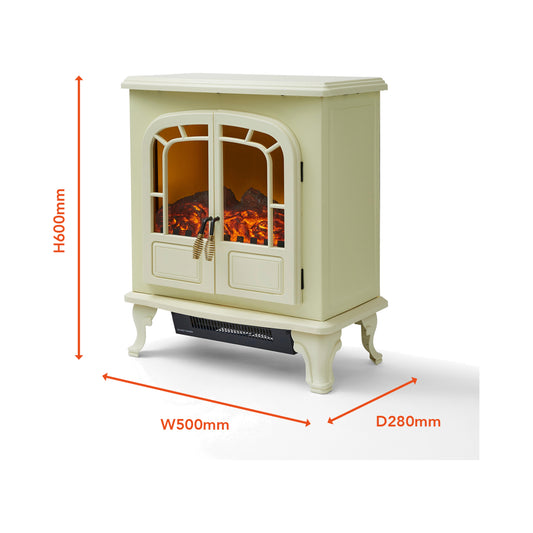Wingham Cream Two Door Electric Fireplace Heater