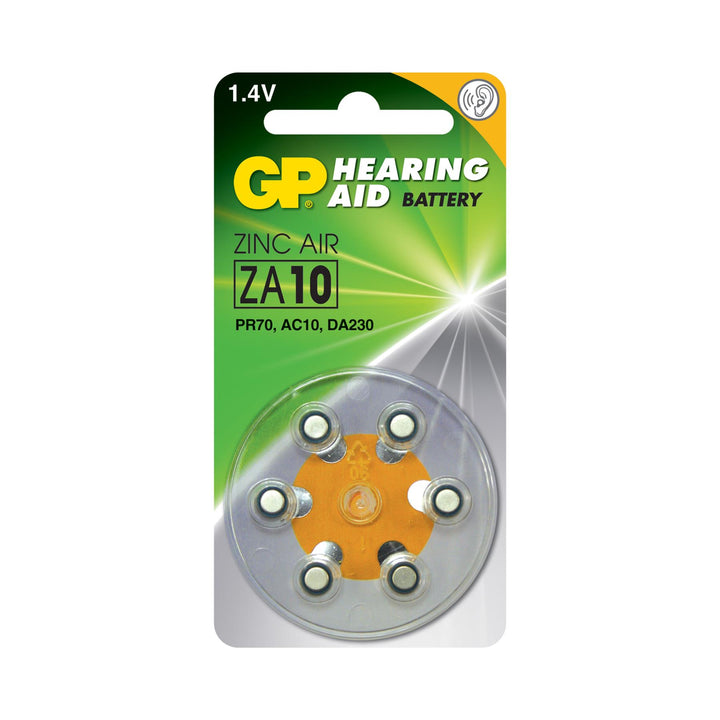 E10 Yellow Hearing Aid Battery x6 Pack