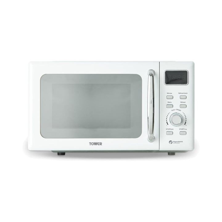 Digital 800W White Mirror Microwave