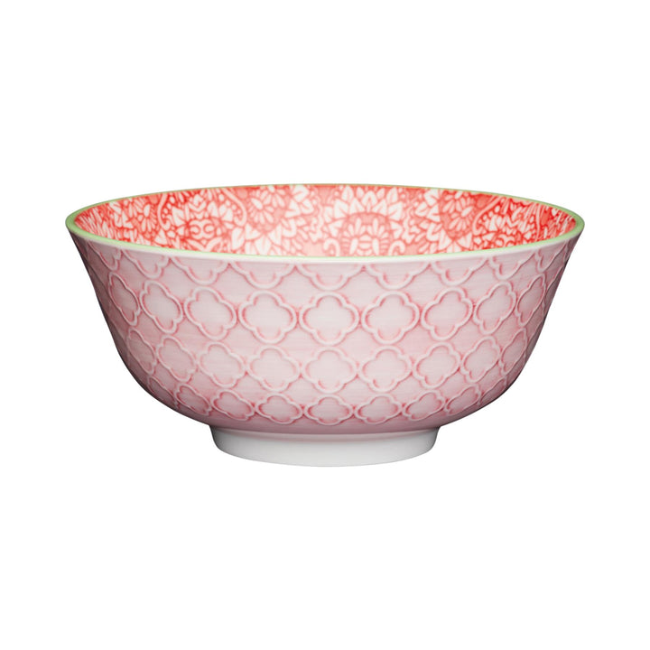 Glazed Stoneware Bowl Red Demask