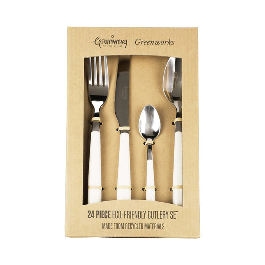 Greenworks 24 Piece Cutlery Set Sepia White
