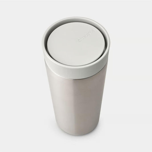 Insulated Push-Top Travel Mug Light Grey