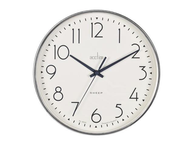 Acctim - Earl Chrome Sweeping Wall Clock Wall Clocks | Snape & Sons