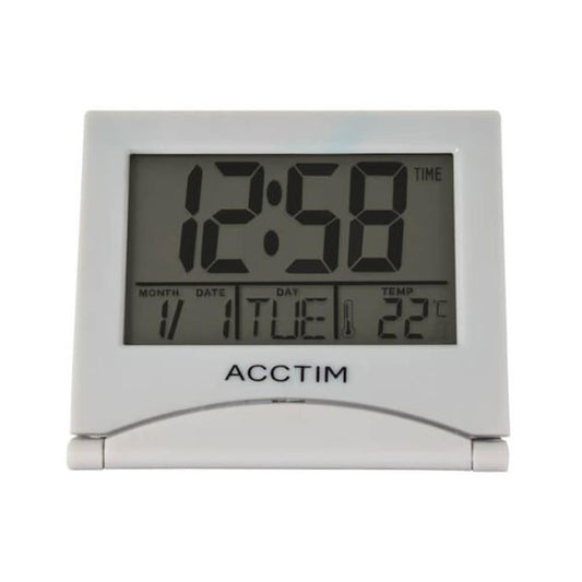 Acctim - Mini Flip II Digital Alarm Clock Grey Travel Digital Alarm Clocks | Snape & Sons