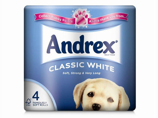 Andrex - Classic White Toilet Roll 4 Pack Toilet Roll | Snape & Sons