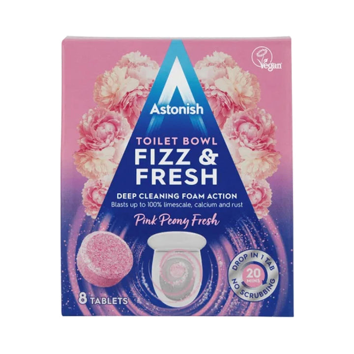 Astonish Fizz & Fresh Toilet Bowl Tablets Pink Peony x 8 Pack Toilet Cleaners | Snape & Sons