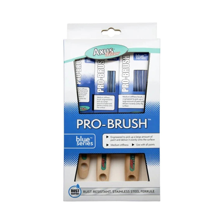 Axus Decor Blue Series Professional 3 Piece Brush Set Paint Brushes | Snape & Sons