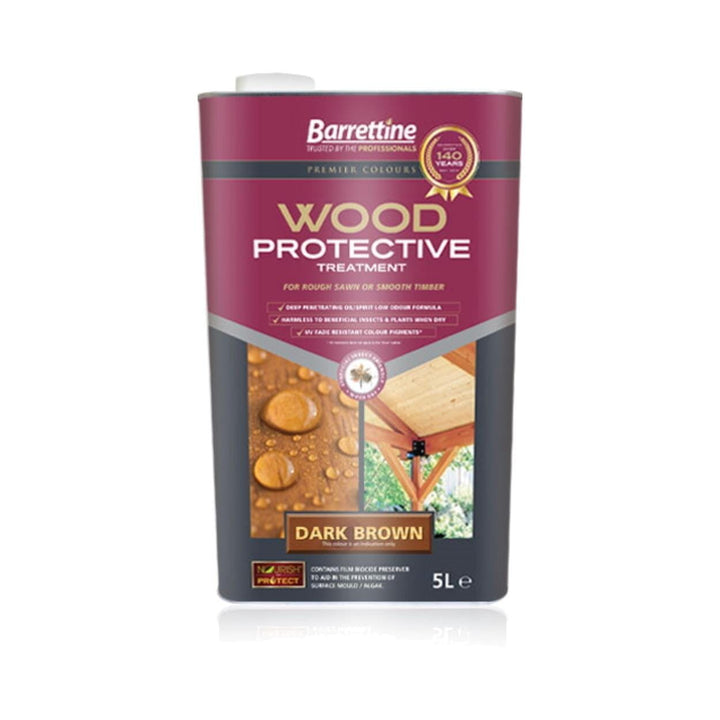 Barrettine - Wood Protective Treatment Dark Brown 5L Wood Preservers | Snape & Sons
