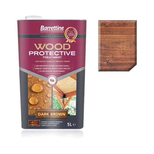 Barrettine - Wood Protective Treatment Dark Brown 5L Wood Preservers | Snape & Sons