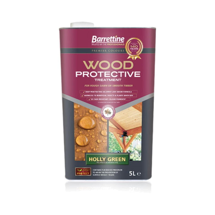 Barrettine - Wood Protective Treatment Holly Green 5L Wood Preservers | Snape & Sons
