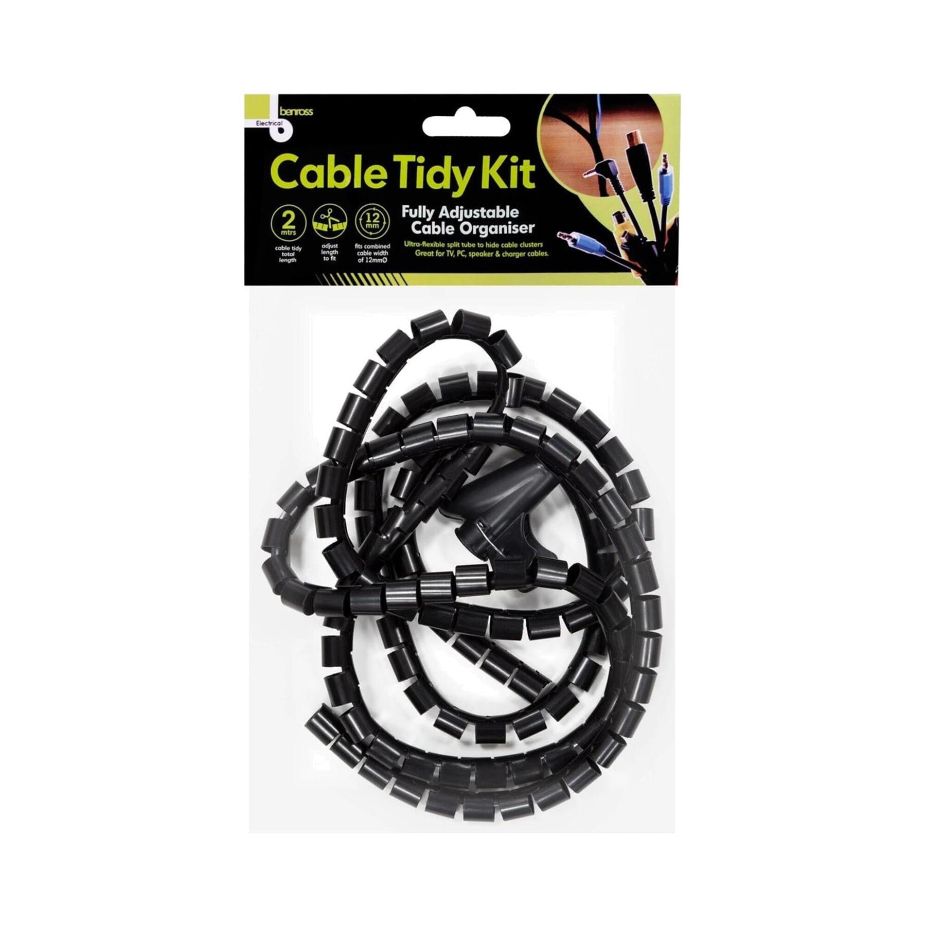 Black 2m Cable Tidy Kit Snape & Sons