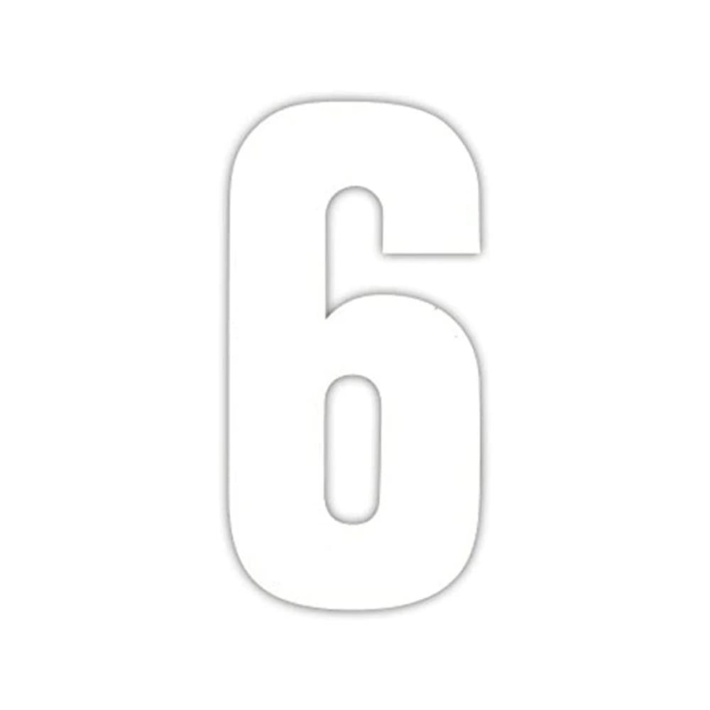 Best Hardware - Large White Wheelie Bin Vinyl Numeral No.6 Door Numerals | Snape & Sons