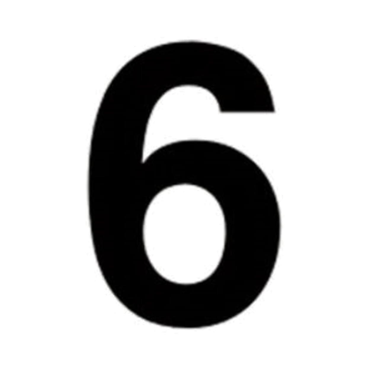 Best Hardware - Small Black Vinyl Numeral No.6 Door Numerals | Snape & Sons