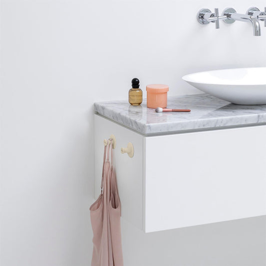 Brabantia ReNew Soft Beige Two Towel Hooks Sink Side Accessories | Snape & Sons