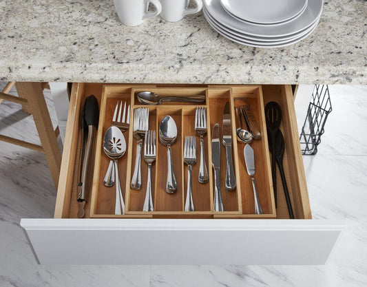 Bamboo Expanding Cutlery Tray Drawer Organiser