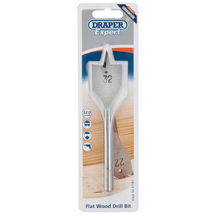 Draper Expert - Flat Wood Drill 32.0mm Flat Wood Drill Bits | Snape & Sons