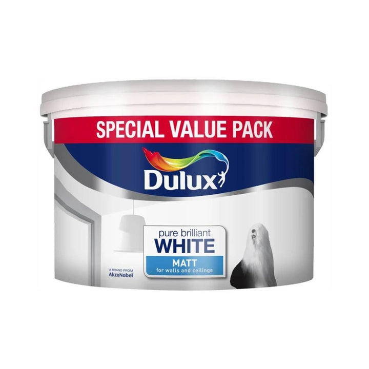 Dulux - Pure Brillaint White Matt Emulsion 7L Value Pack Emulsion Paints | Snape & Sons
