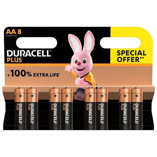 Duracell - Plus Power Batteries AA x8 Special Offer +100% Life Pencil Batteries | Snape & Sons