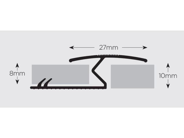 Exitex - Laminate 'Z' Cover THreshold Trim Silver Door Threshold Strips | Snape & Sons