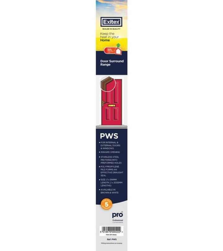 Exitex - Pile Weather Set 5m PVC White Draught Proofing | Snape & Sons