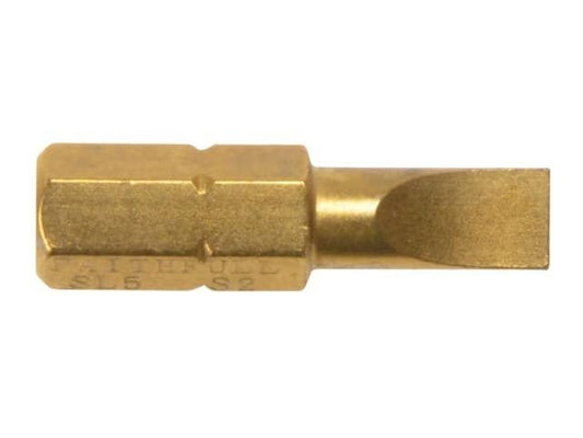 Faithfull Tools - Insert Bits 6mm Slotted Titanium 25mm Screwdriver Bits | Snape & Sons
