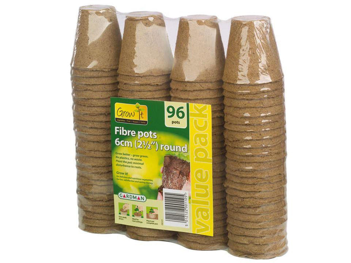 Gardman - Low Peat Fibre Pots Value Pack x96 Flower Pots | Snape & Sons