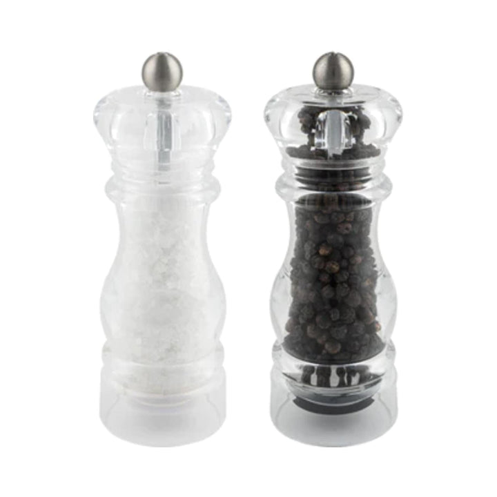 Grunwerg GMill Clear 14cm Acrylic Mill Set Salt & Pepper Cruet Sets | Snape & Sons