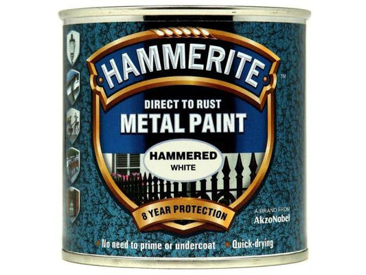 Hammerite Paints - Direct To Rust Metal Paint Hammered White 750ml Metal Paints | Snape & Sons