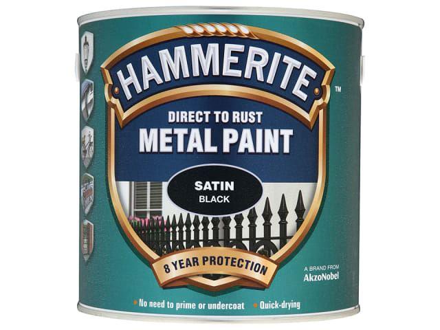 Hammerite Paints - Direct To Rust Metal Paint Satin Black 250ml Metal Paints | Snape & Sons