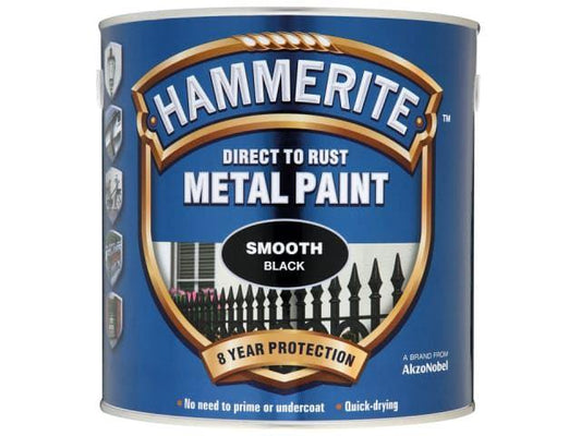 Hammerite Paints - Direct To Rust Metal Paint Smooth Black 750ml Metal Paints | Snape & Sons