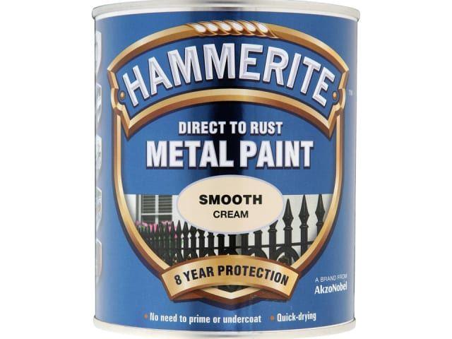 Hammerite Paints - Direct To Rust Metal Paint Smooth Cream 250ml Metal Paints | Snape & Sons