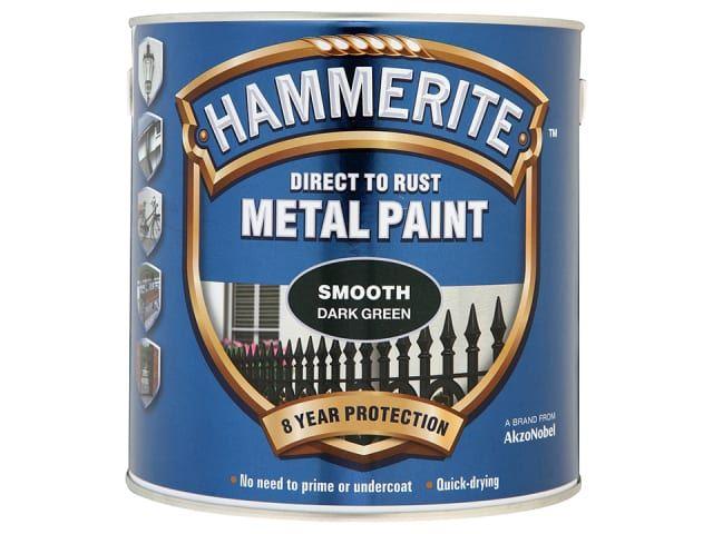 Hammerite Paints - Direct To Rust Metal Paint Smooth Dark Green 250ml Metal Paints | Snape & Sons