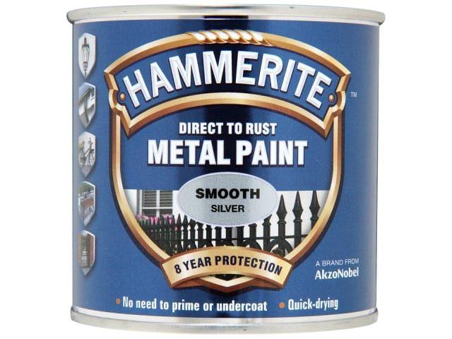 Hammerite Paints - Direct To Rust Metal Paint Smooth Silver 250ml Metal Paints | Snape & Sons