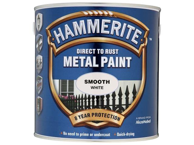 Hammerite Paints - Direct To Rust Metal Paint Smooth White 250ml Metal Paints | Snape & Sons